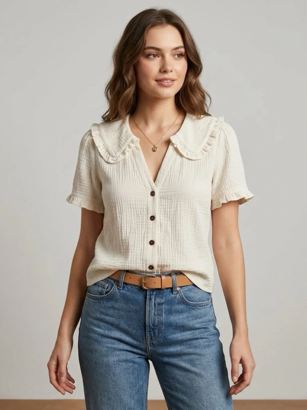 NWT Free People free-est Lovesick Smocked Peter Pan Blouse Ivory XS